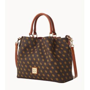 Dooney & Bourke Gretta Brenna Tote Bordeaux Monogram Coated Cotton Handbag